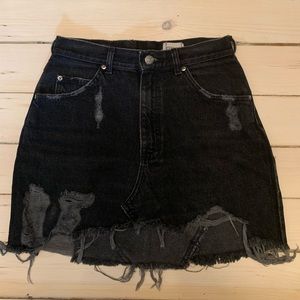 Black Denim Miniskirt